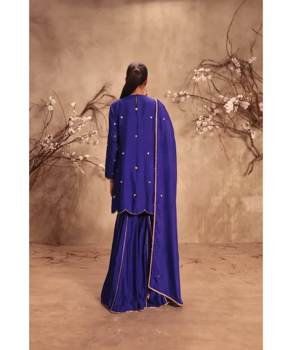 NITI BHOTRA - Nazakat Indigo Lotus Yoke Sharara Set